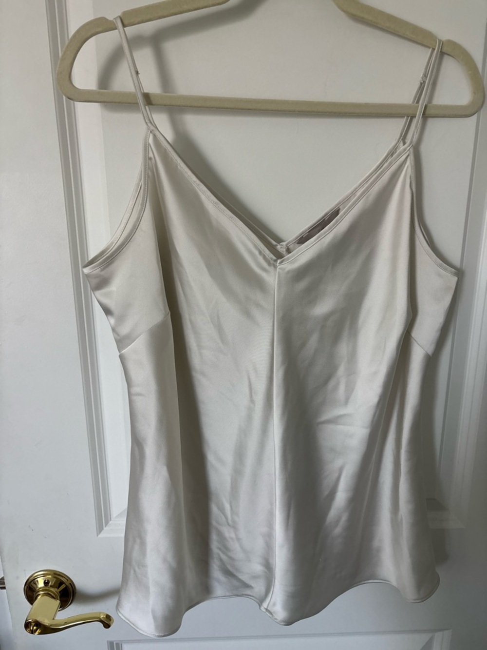 H&M White Satin V-neck Camisole XL